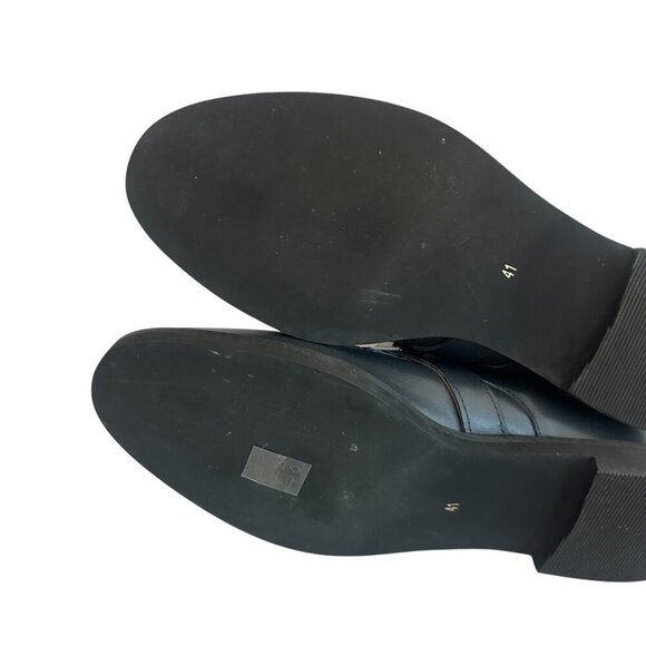 All Black Pyramid Stud Booties Boots Dark Blue Leather Luxury Size 41 10.5 Women - Picture 8 of 12